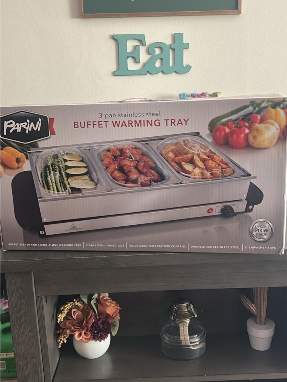 Parini Stainless Steel 3-Pan Buffet Warming Tray - Silver